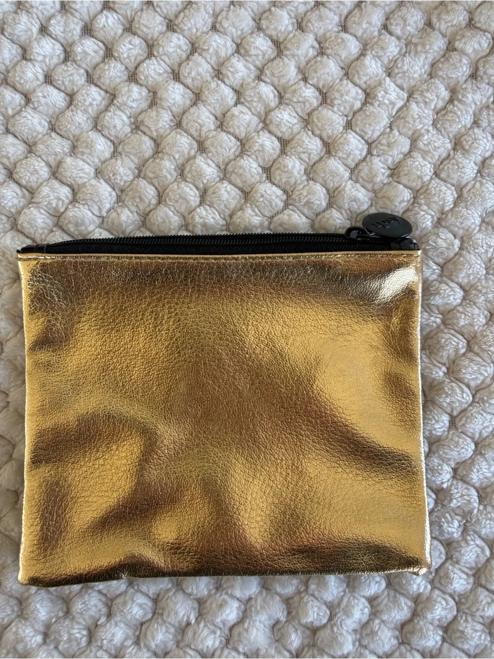 Gold Beaded Floral Zip Pouch - Ipsy Gold/Black Makeup pouch